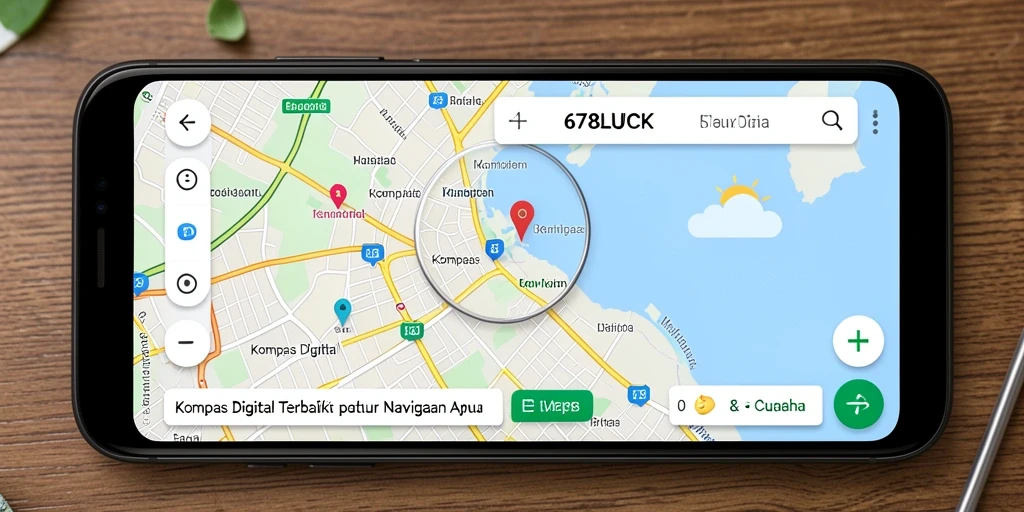 Antarmuka 678LUCK menampilkan arah dan lokasi pengguna secara jelas.