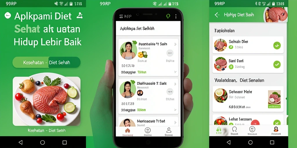 Tampilan antarmuka 99RP yang intuitif dan menarik untuk Diet Sehat.