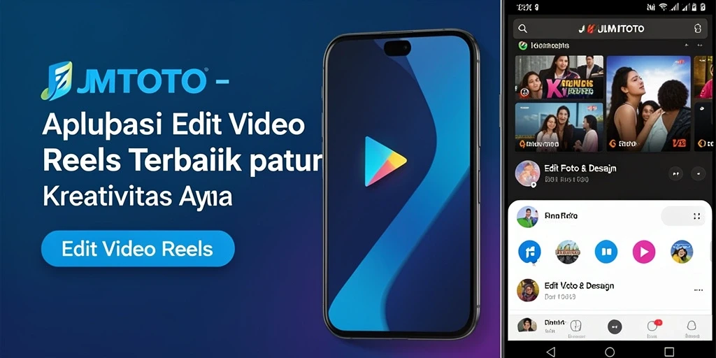 Screenshot utama JMTOTO menampilkan antarmuka Edit Video Reels yang intuitif.