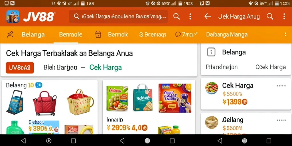 Tampilan antarmuka aplikasi JV88 untuk cek harga produk.