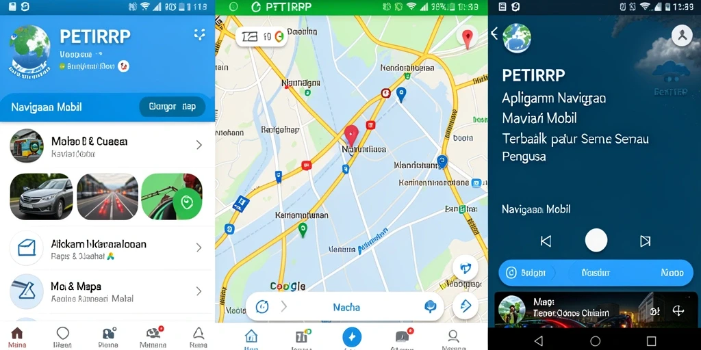 Antarmuka PETIRRP menunjukkan petunjuk arah navigasi mobil yang jelas.