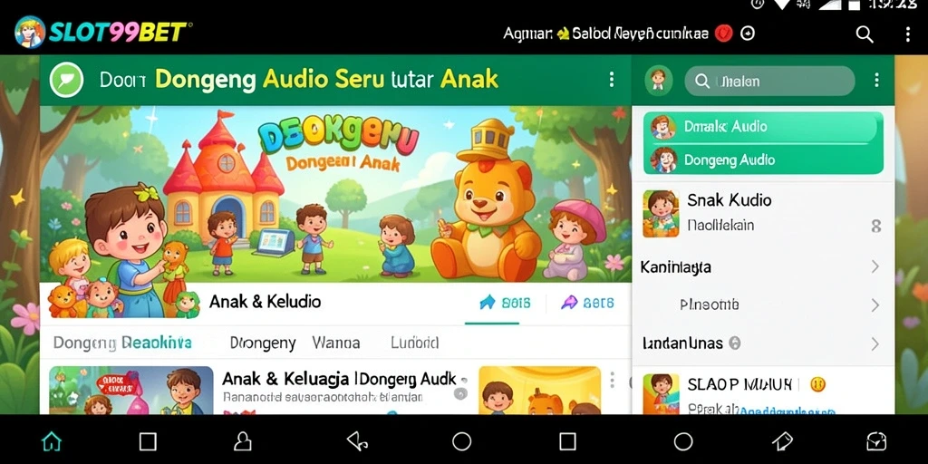 Antarmuka SLOT99BET yang ramah anak dengan berbagai pilihan dongeng audio.