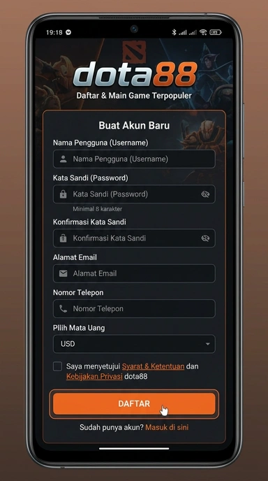 Cara Mudah Registrasi Akun Baru Dota88